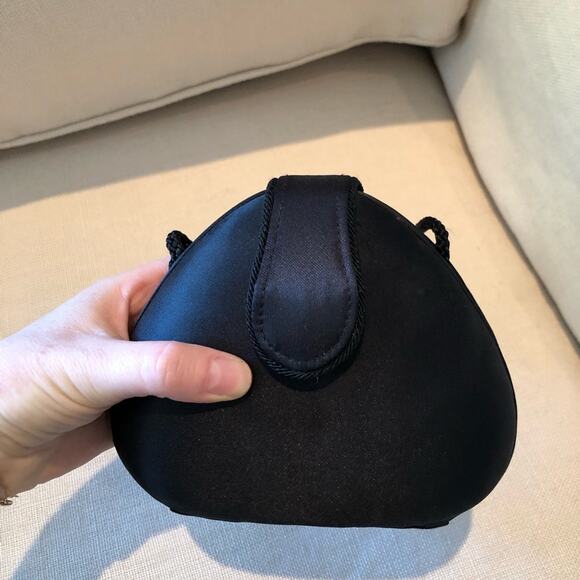 Vintage Black Satin Mini Evening Crossbody Bag - Picture 9 of 9